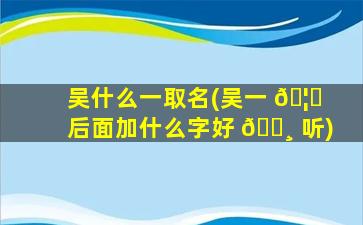 吴什么一取名(吴一 🦄 后面加什么字好 🕸 听)